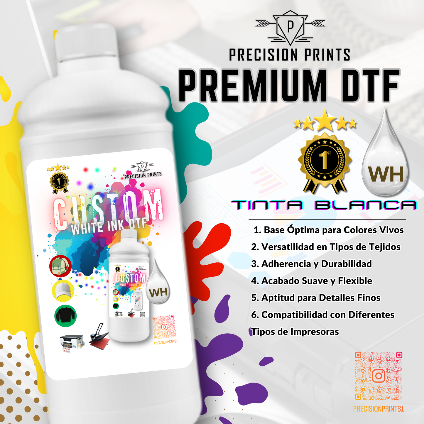 1 LITER Premium DTF Ink CMYK+W