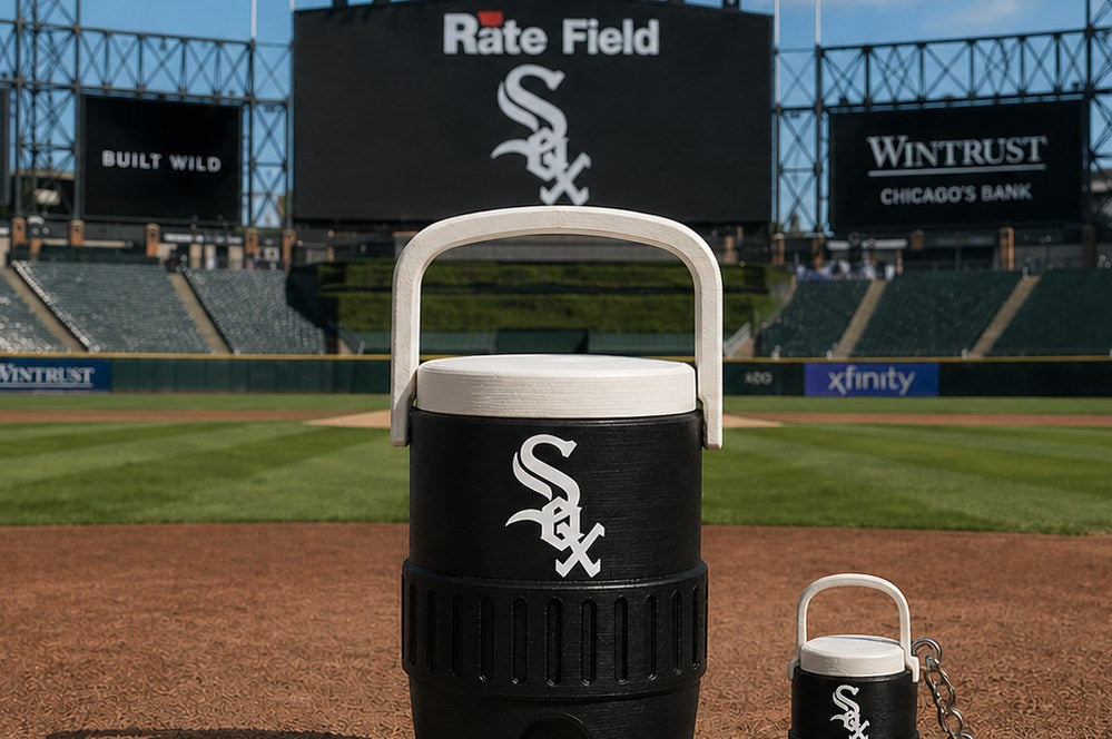 White Sox 12oz Can Cooler – 3D Printed Insulated Can Holder - detail view