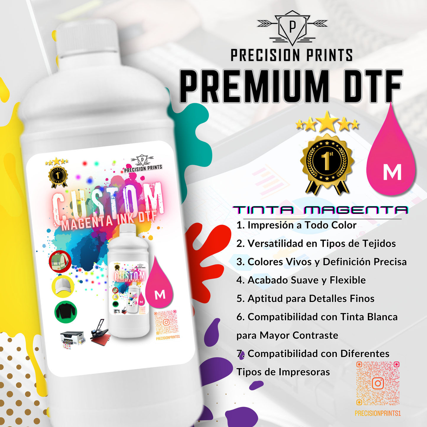 1 LITER Premium DTF Ink CMYK+W