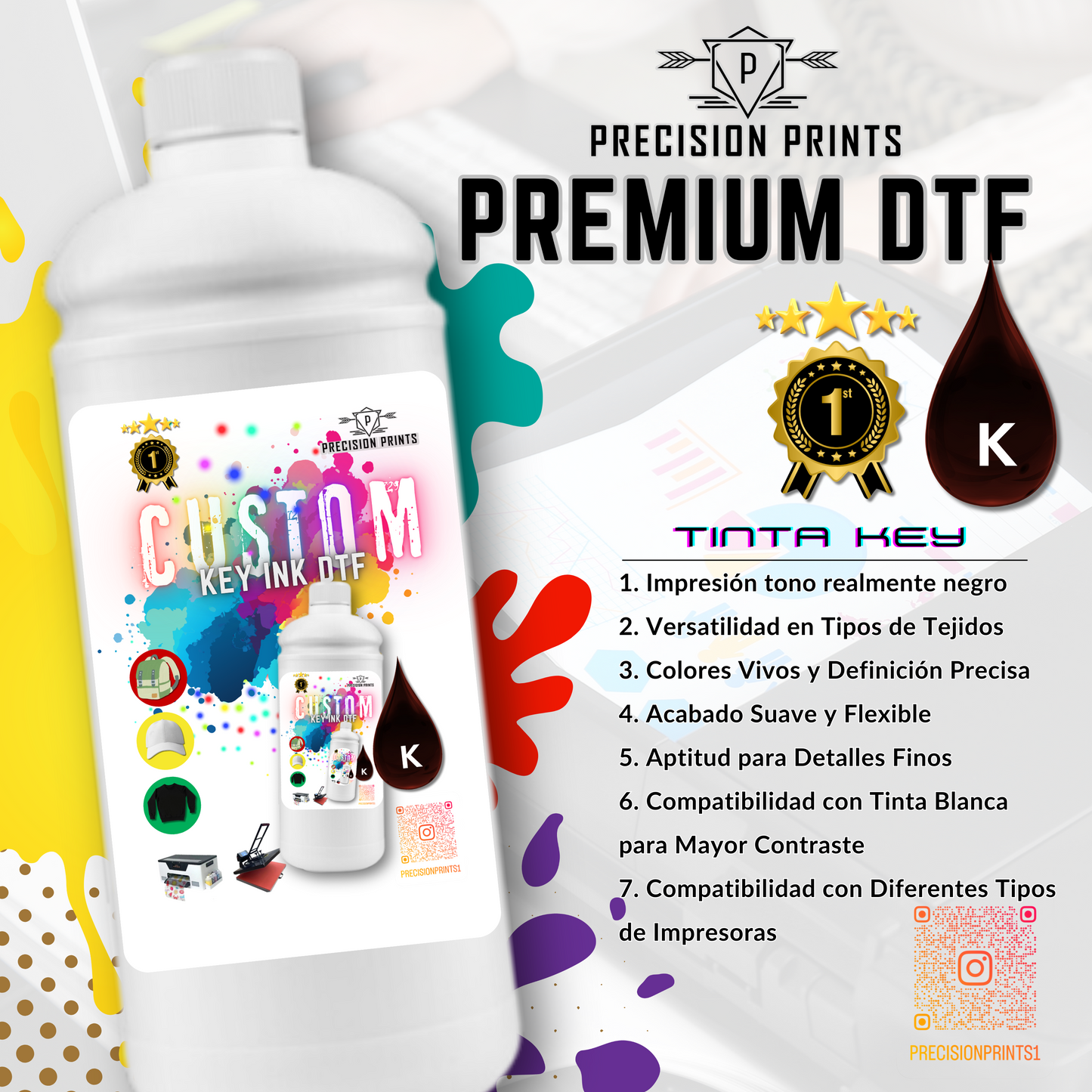 1 LITER Premium DTF Ink CMYK+W