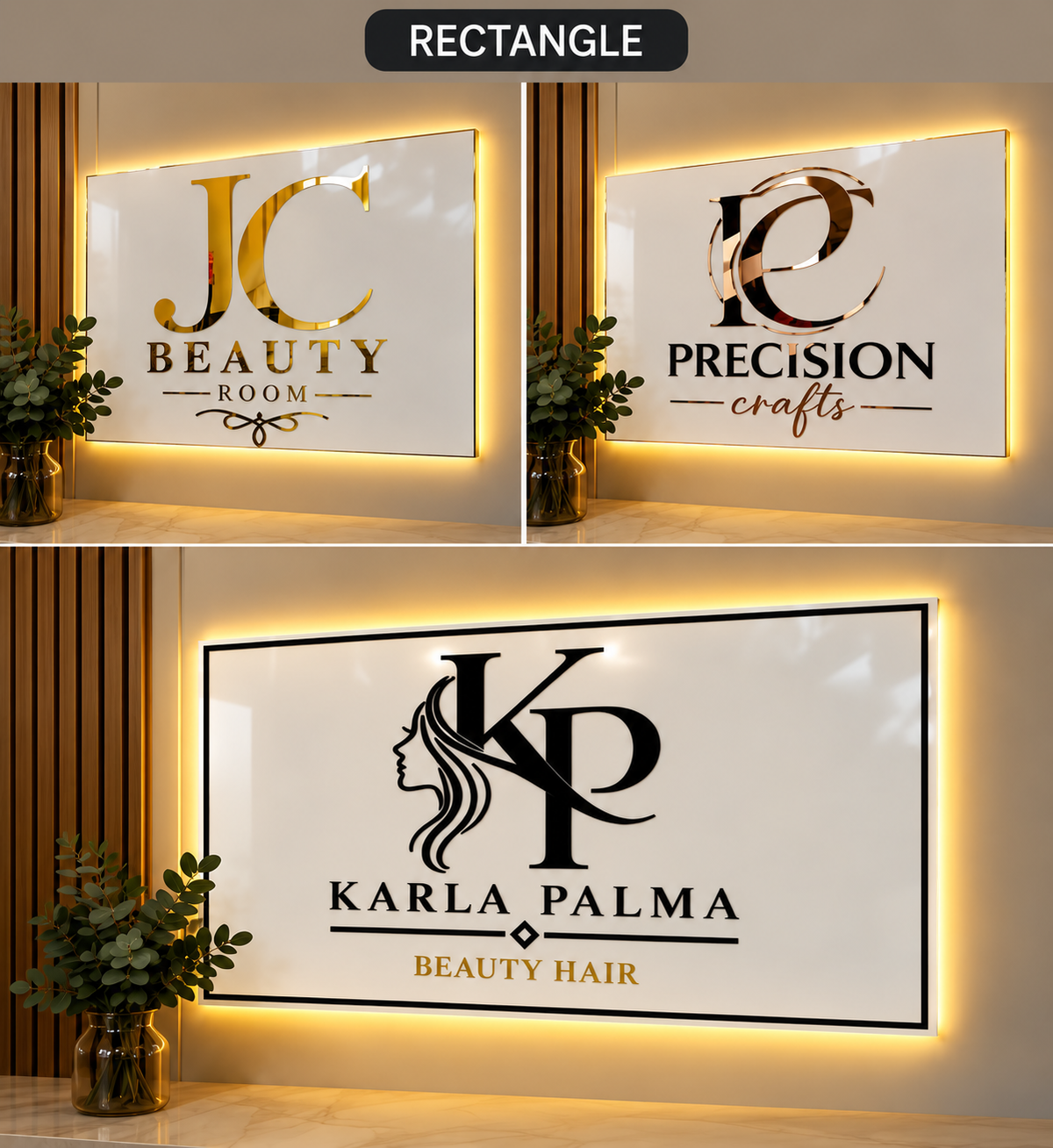 Rectangle custom layered acrylic business sign examples