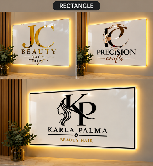 Rectangle custom layered acrylic business sign examples