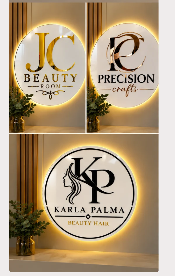 Round custom layered acrylic business sign examples