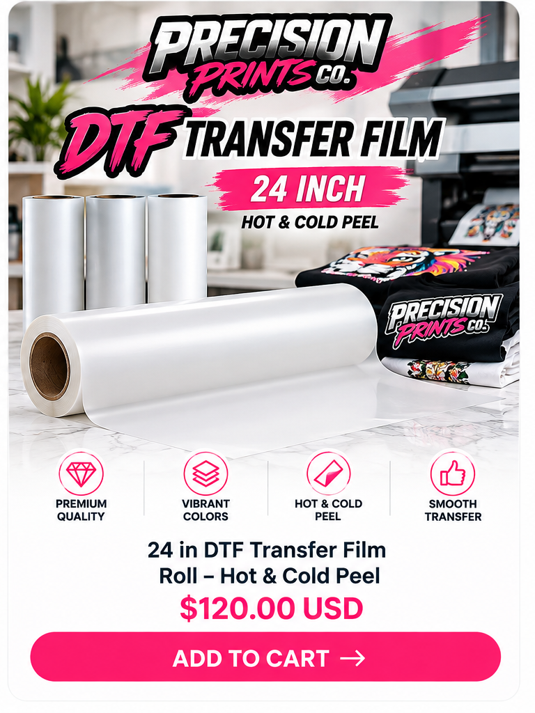 24 in DTF Transfer Film Roll Hot and Cold Peel - Precision Prints Co.