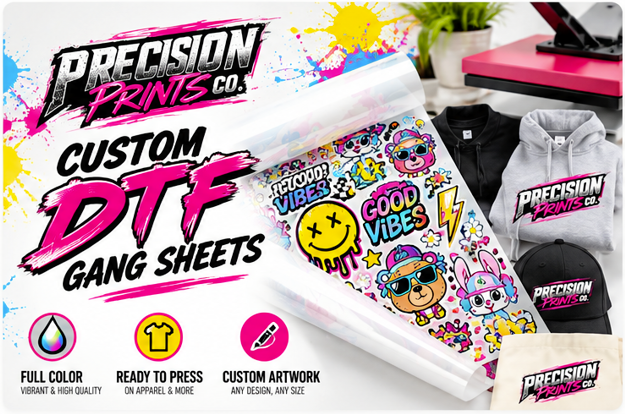 Precision Prints Co. Custom DTF Gang Sheets