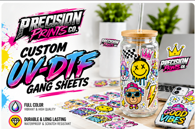 Precision Prints Co. Custom UV-DTF Gang Sheets