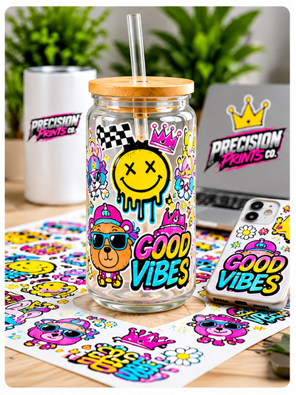 Precision Prints Co. high resolution UV-DTF tumbler transfers