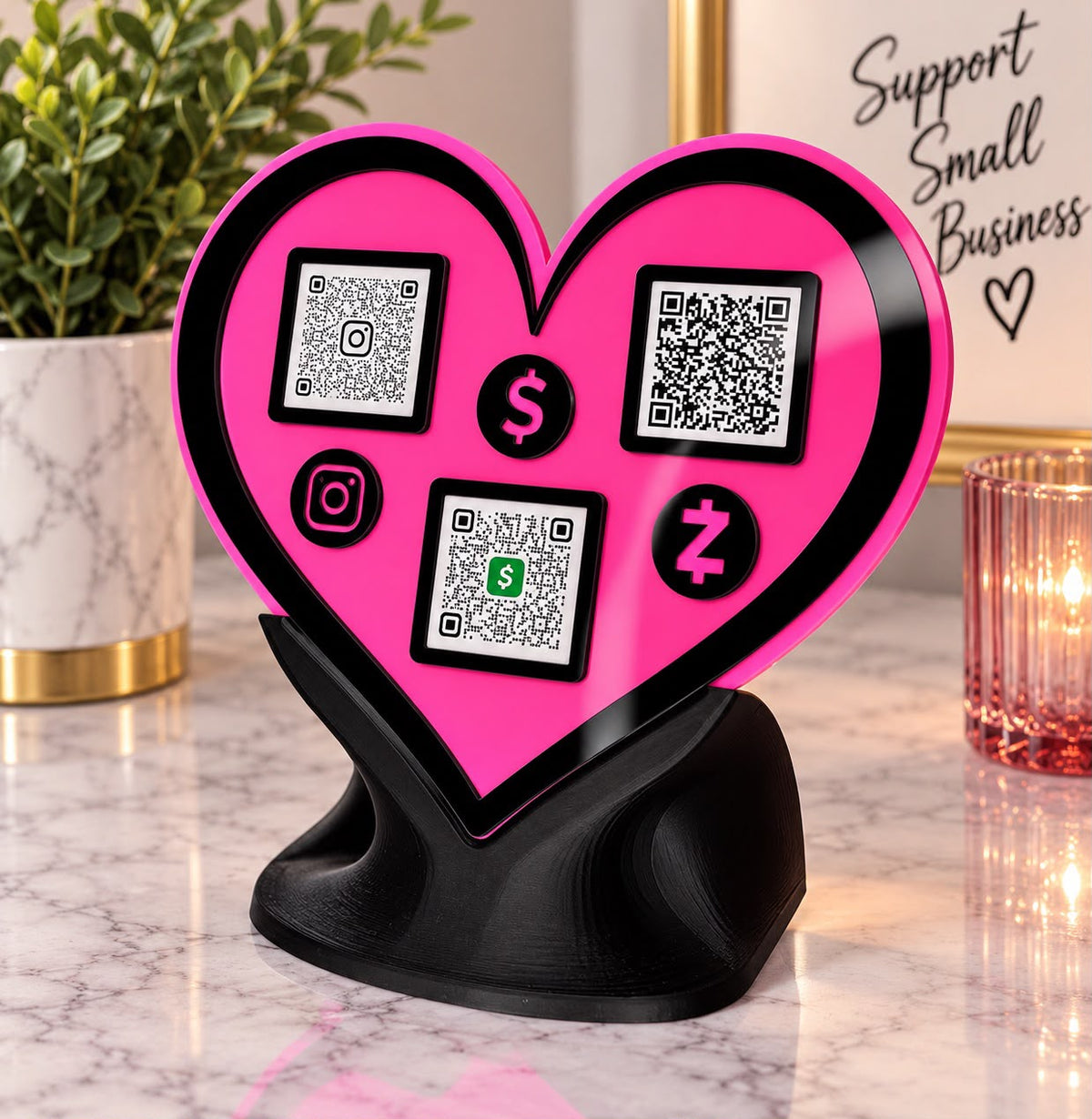 Heart custom acrylic QR stand
