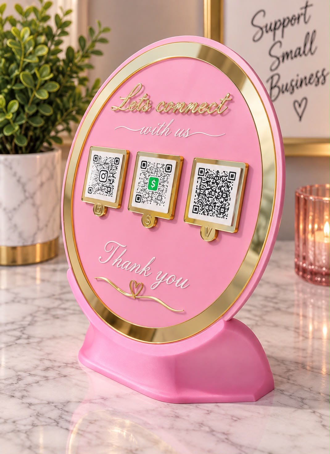 Oval custom acrylic QR stand
