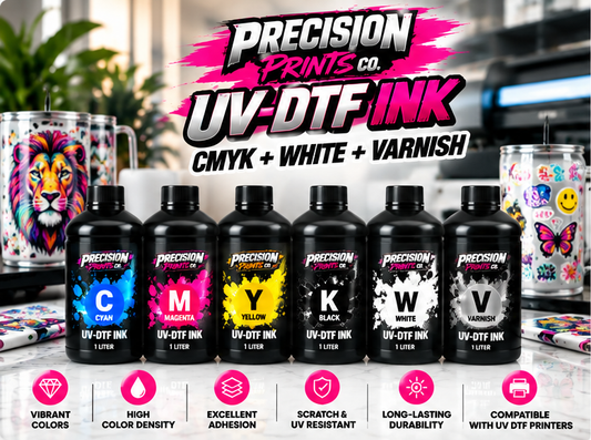 UV-DTF Ink CMYK + White + Varnish - Precision Prints Co.